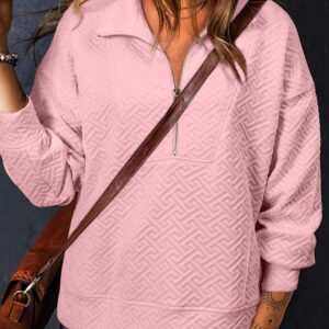 Buzo Rosa Claro Textura Con Cierre