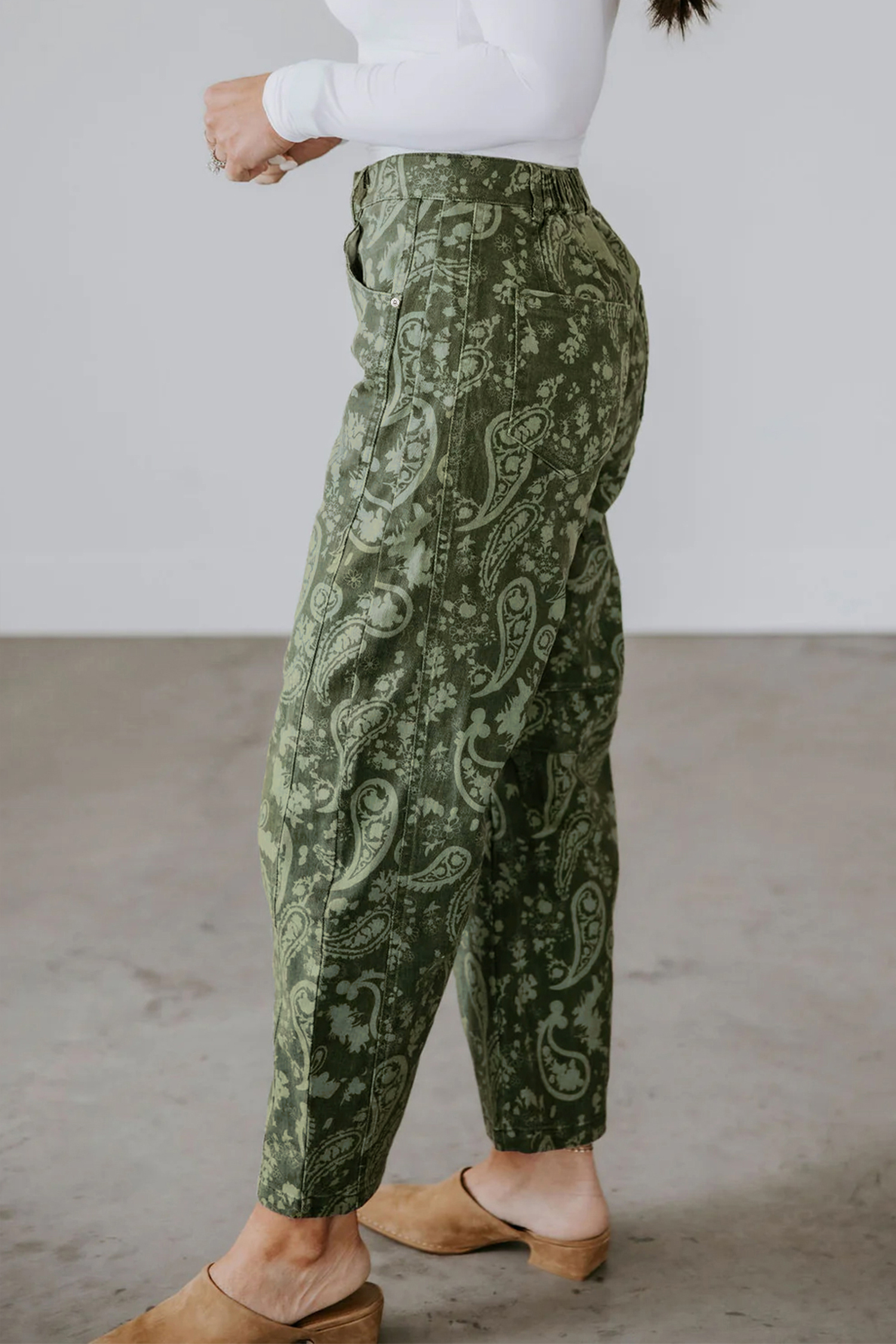 Jean Verde Paisley Estampado Harem - Image 5