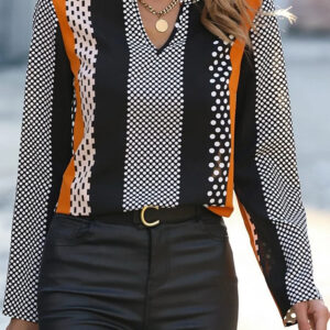 Blusa Naranja Combinado Escote V