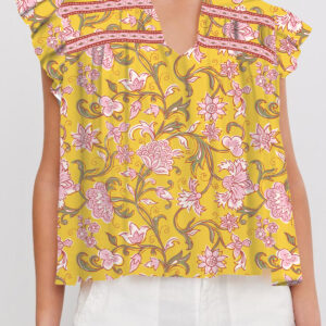 Blusa Amarillo Con Volados