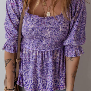 Blusa Violeta Boho Manga Corta