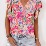 Blusa Multicolor Con Volados Escote V