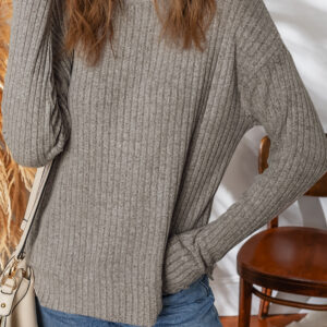 Top Gris Amanecer Acanalado Cuello Alto
