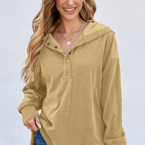 Hoodie Beige Topo Acanalado Oversize