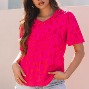 Blusa Rosa Manga Corta Escote V