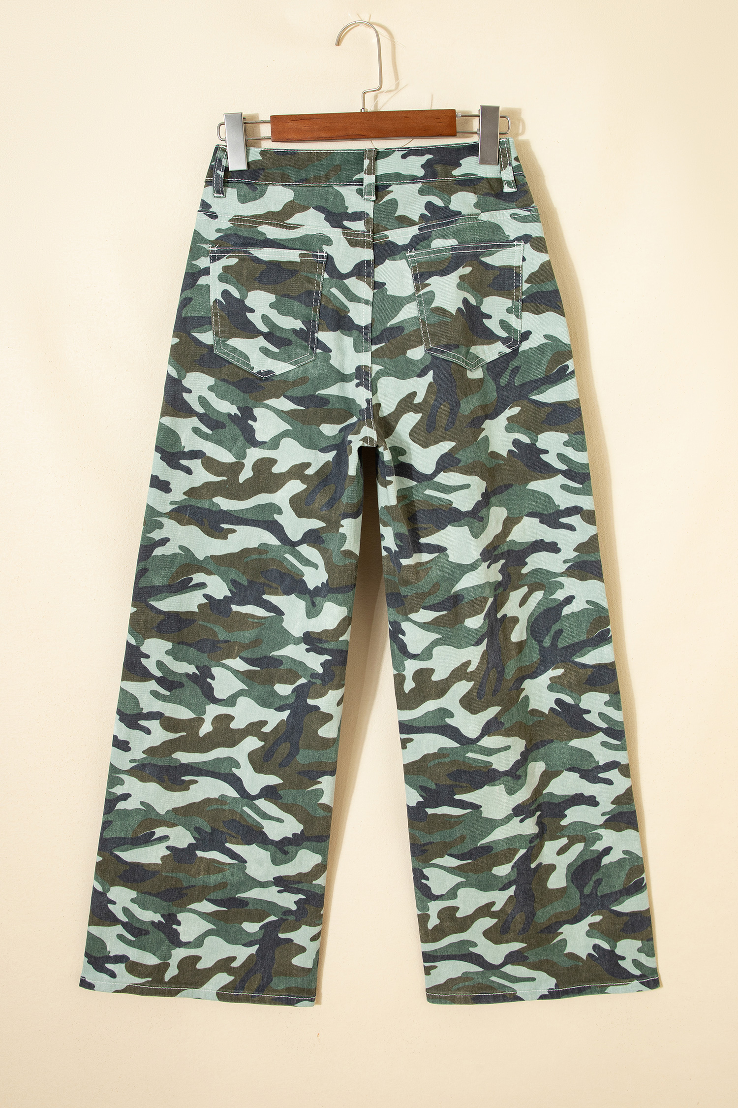 Jean Verde Camuflado Estampado Pierna Ancha Cordón - Image 3