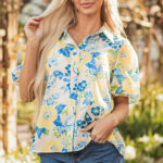 Blusa Azul A Rayas Manga Corta