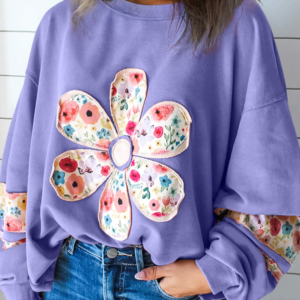 Buzo Lila Floral Holgado