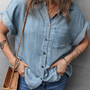 Camisa Azul Ocaso Estilo Jean Manga Corta