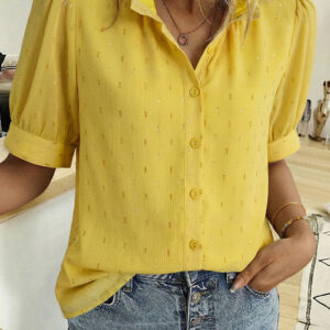 Camisa Amarillo Crema Metalizado Manga Corta