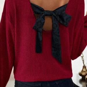 Blusa Rojo Intenso Manga Larga Escote V
