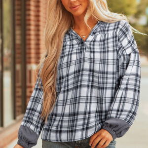 Blusa Gris Escocés Manga Larga