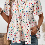 Blusa Blanco Con Volados Manga Corta Estilo Babydoll