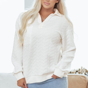 Buzo Blanco Textura Escote V