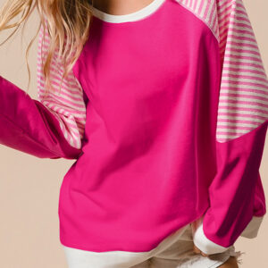 Top Rosa Frutilla A Rayas Cuello Redondo