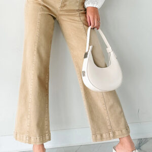 Jean Damasco Liso Color Con Costura Central Pierna Ancha