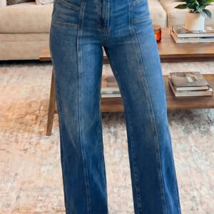 Jean Celeste Tailored Con Costura Detalle Relajado