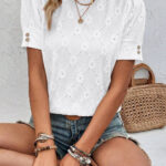 Blusa Blanco Con Textura Manga Corta