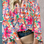 Blusa Multicolor Floral Escote V