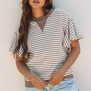 Blusa Pergamino Con Volados Manga Corta