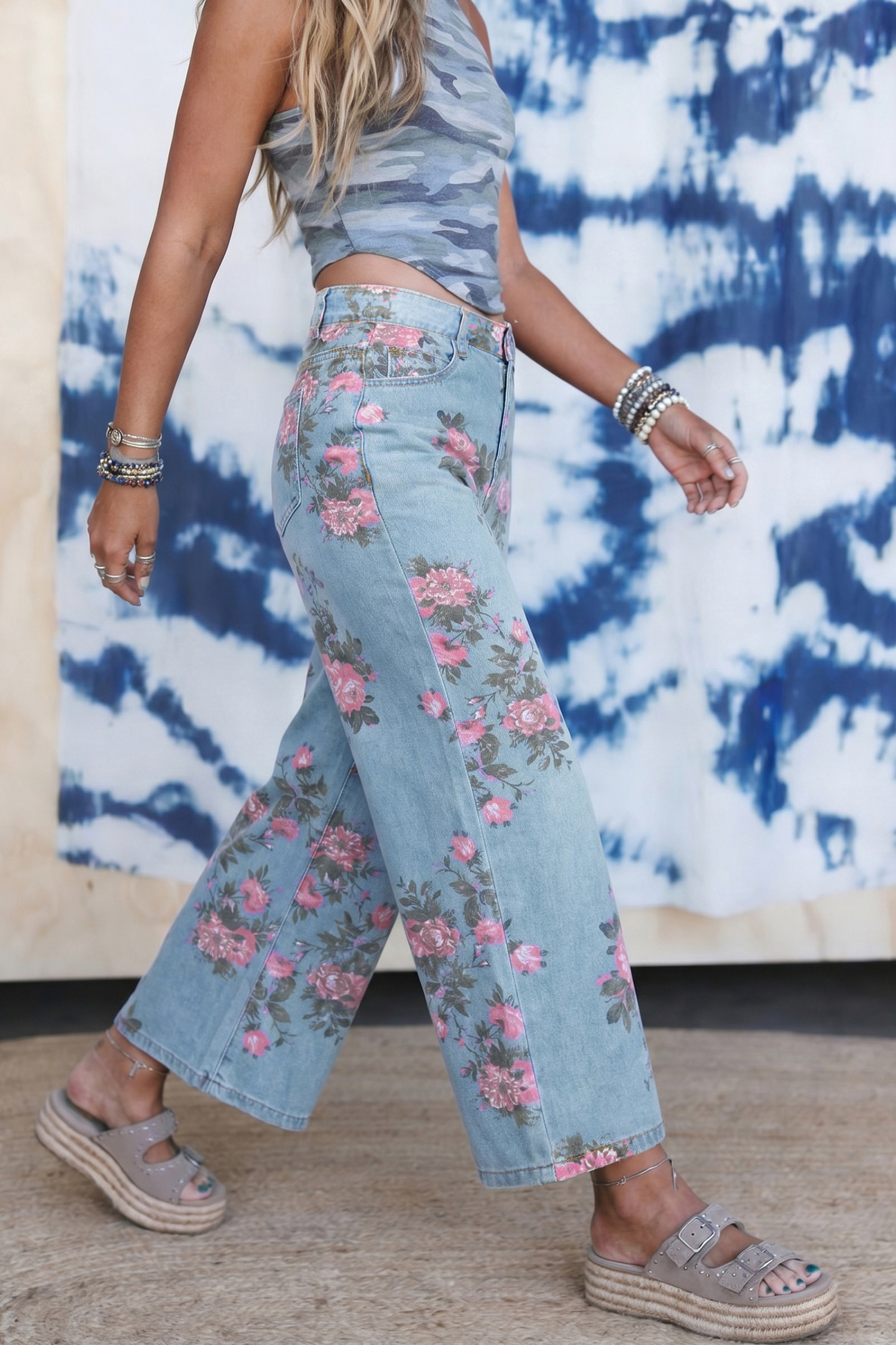 Jean Celeste Jardín Floral Estampado Bootcut - Image 4