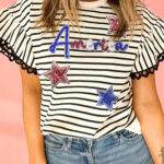 Blusa Negro a Rayas Manga Volado
