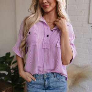 Blusa Orquídea Manga Corta Con Cuello
