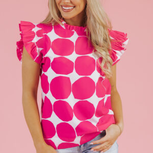 Blusa Rosa Manga Volado Con Cuello