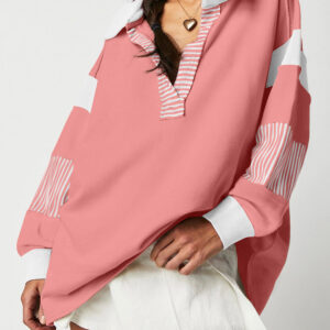 Buzo Castaño Pálido Patchwork Con Cuello