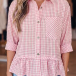 Camisa Rosa Con Volados Manga Corta