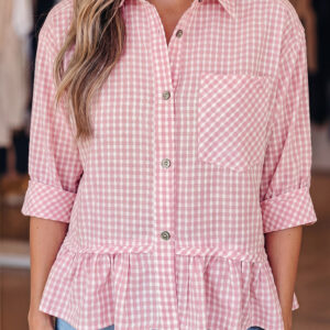 Camisa Rosa Con Volados Manga Corta