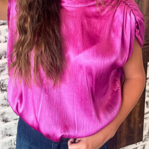 Blusa Rosa Brillante Con Nudo