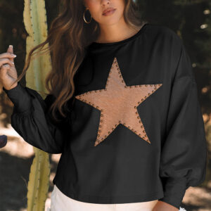 Top Negro Estampado con Texto Oversize