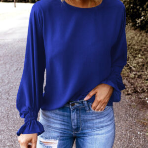 Top Azul Cuello Redondo
