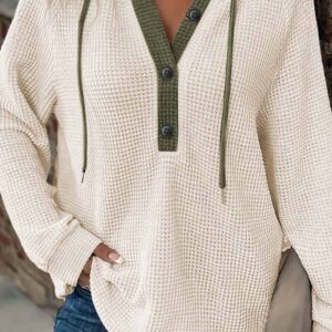 Hoodie Blanco Con Botones