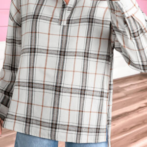Blusa Blanco Escocés Suelta Escote V