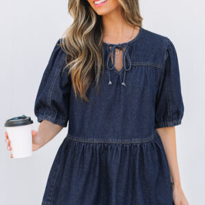 Blusa Celeste Encaje Manga Abullonada