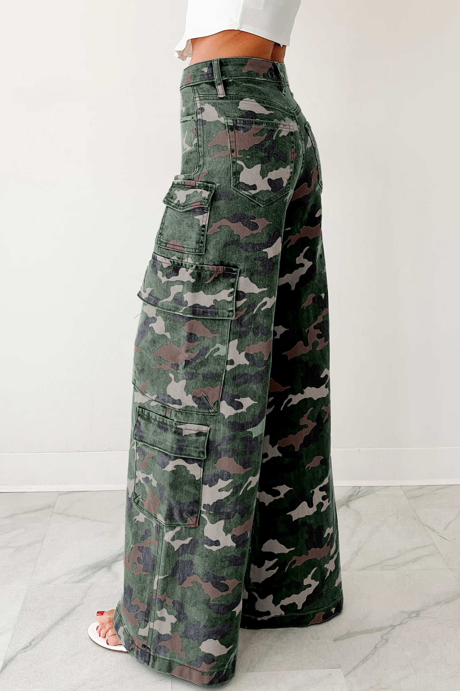Pantalón Verde Camuflado Cargo Pierna Ancha - Image 3