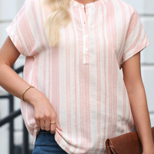 Blusa Rojo Fuego Con Botones Manga Corta
