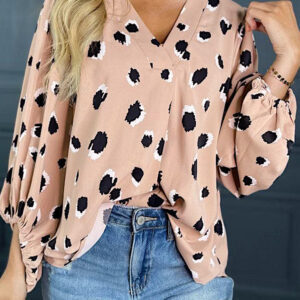 Blusa Caqui Manga Pulsera Escote V