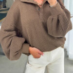 Top Rosa Antiguo Con Botones Holgado Con Cuello