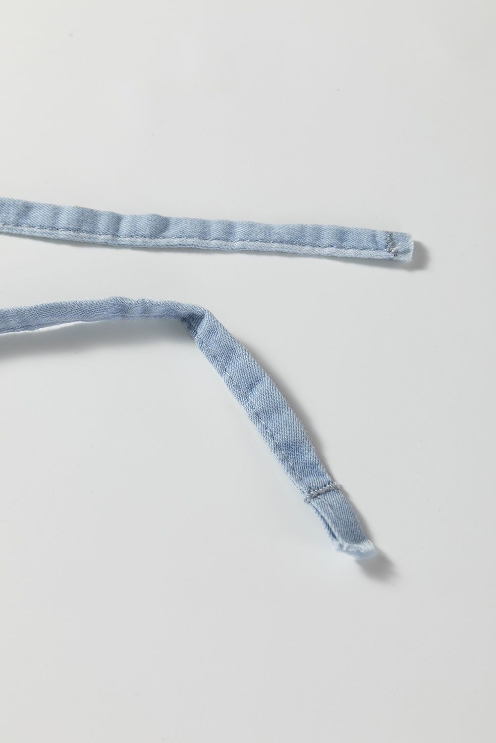 Pantalón Celeste Rayas Chambray Pierna Ancha Atado Elástico - Image 6