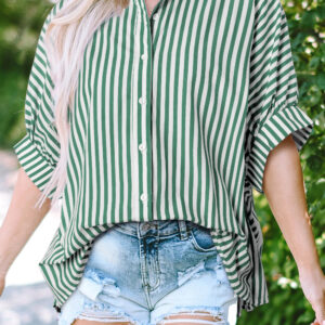 Camisa Verde a Rayas Oversize