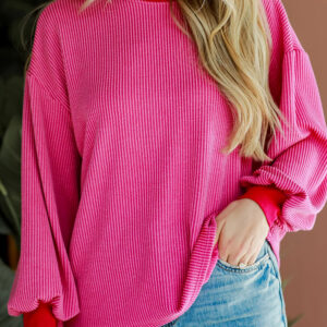 Top Rosa Brillante Hombro Caído