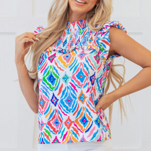 Blusa Azul Claro Manga Volado Cuello Alto