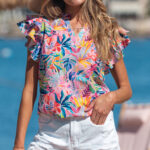 Blusa Rosa Con Volados Manga Corta
