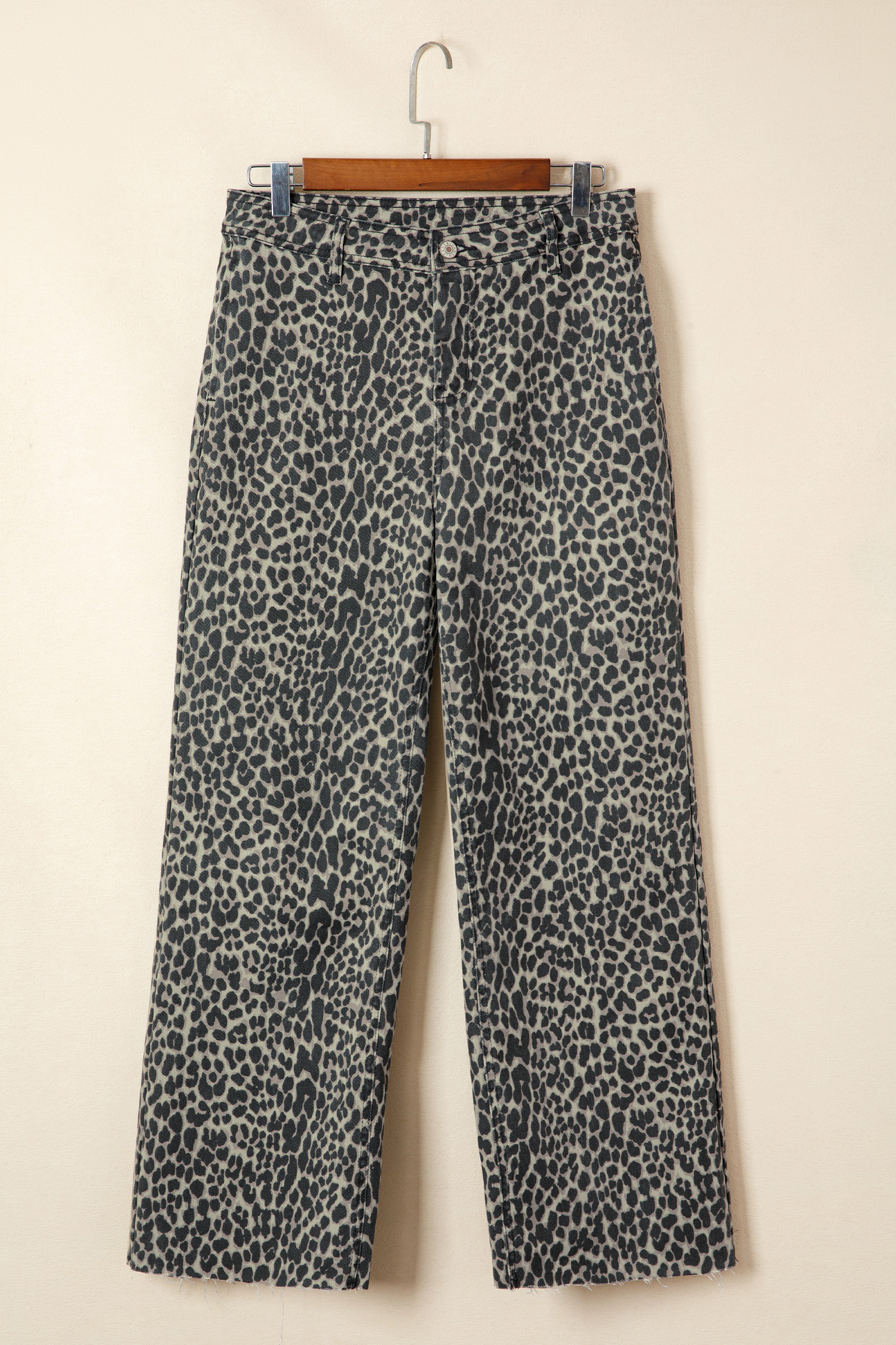 Jean Negro Animal Print Leopardo Estampado Pierna Ancha - Image 3