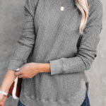 Top Gris Tejido Waffle Cuello Redondo