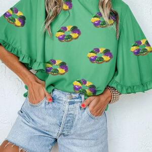 Blusa Verde Con Volados