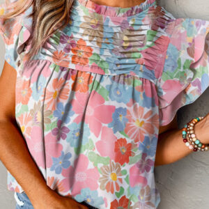 Blusa Rosa Con Volados Manga Volado